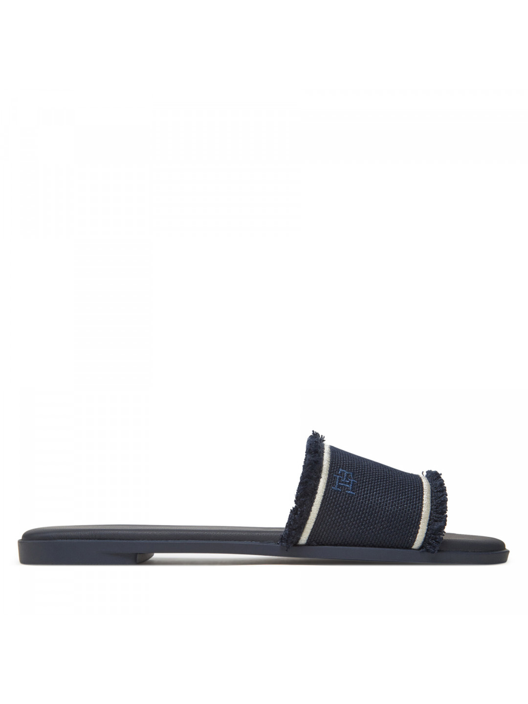 Nazouváky Tommy Hilfiger Fringe Canvas Flat Sandal FW0FW08908 Tmavomodrá